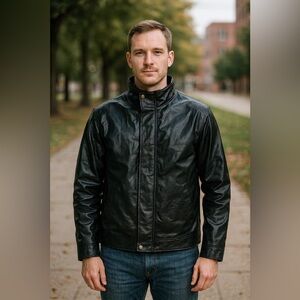 Napoline leather outfitters genuine leather coat jacket for men medium